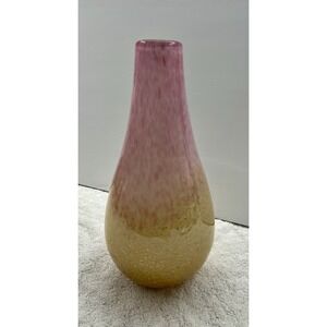 Glass Vase 12" tall Pink/Gold